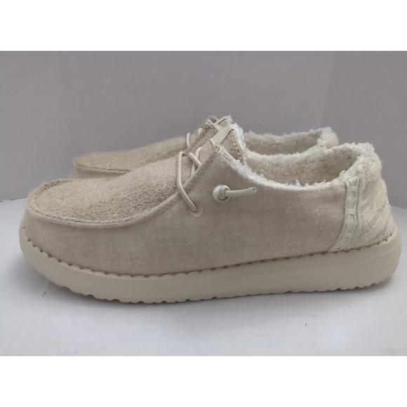 Hey Dude Womens Wendy Brushed Ivory Lined Cozy Shoes Sz 8 Pearl Accent Warm - Picture 6 of 9